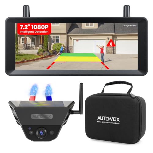 AUTO-VOX 7.2" Solar Wireless Backup Camera, 1080P HD IR Night Vision