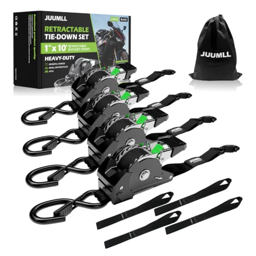 JUUMLL Retractable Ratchet Straps 4-Pack 1" x 10ft