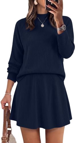 2-Piece Sweater Dress Set Fall Navy S
