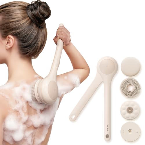 Electric Body Brush Back Scrubber with Dual Handle, 3 Heads & 2 Speeds