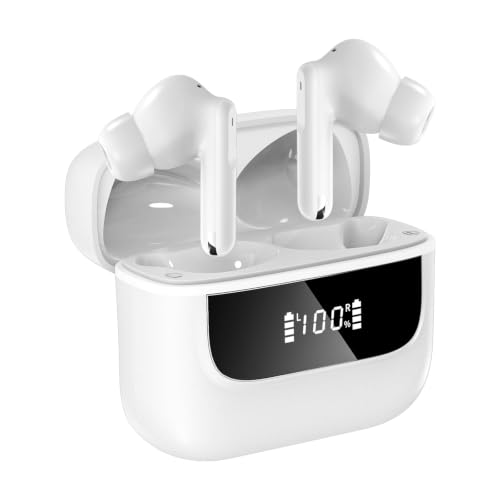 Wireless Earbuds Bluetooth HIFI Stereo LED Display White