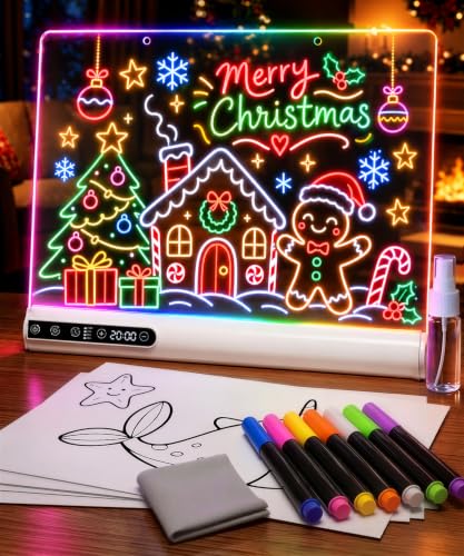 Aadmd 16" Kids LED Drawing Board with Clock & 14 Light Effects