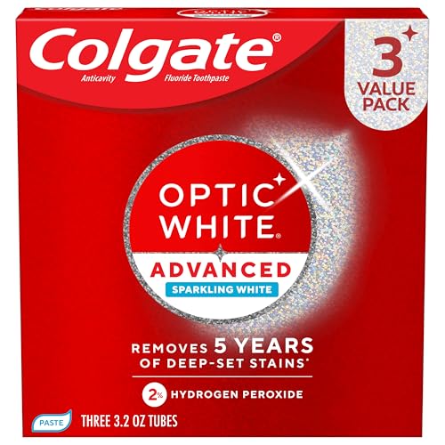 Colgate Optic White Advanced Hydrogen Peroxide Toothpaste, 3 Pack Deal on DealUpdates