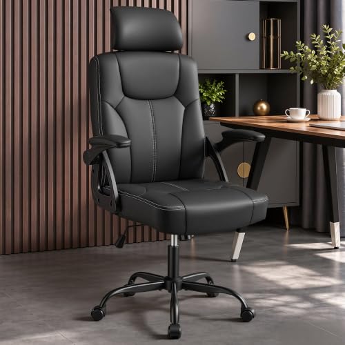 Executive High Back Office Chair with Headrest & Flip-Up Arms