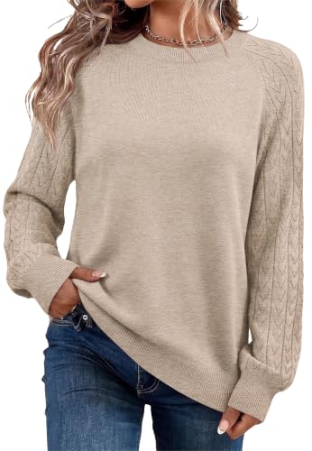 WIHOLL Lightweight Crew Neck Sweater - Apricot L