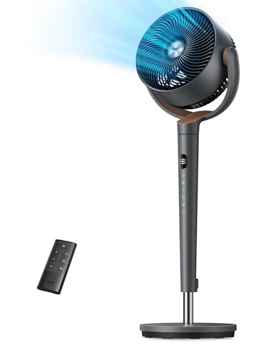 DREO 120° Oscillating Standing Fan, Quiet DC Motor, 9 Speeds