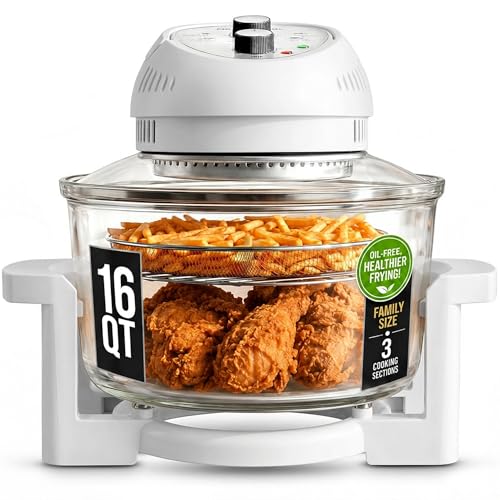 GRANITESTONE 16 Qt Large Glass Air Fryer, White