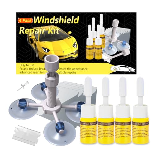 Alncxde Windshield Crack Repair Kit, 4 Pc (Yellow)