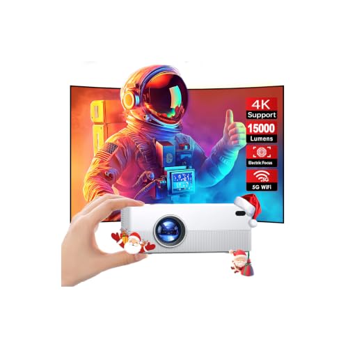 Portable 4K Projector with WiFi & Bluetooth, Native 1080P