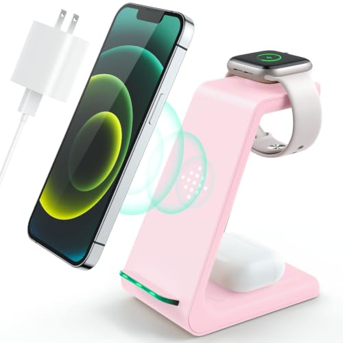 3 in 1 Wireless Charging Station for iPhone & Apple Watch, Pink