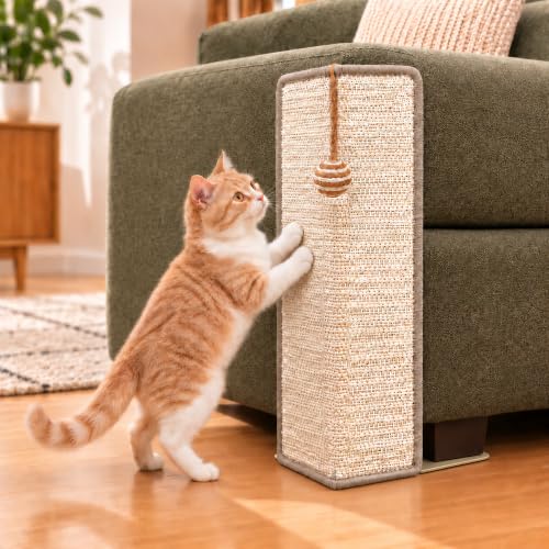 Couch Corner Protector for Cats, 23.6in Sisal with Rattle Ball