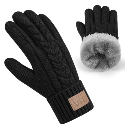 Winter Gloves for Women Men Touchscreen Knit Fleece Lined