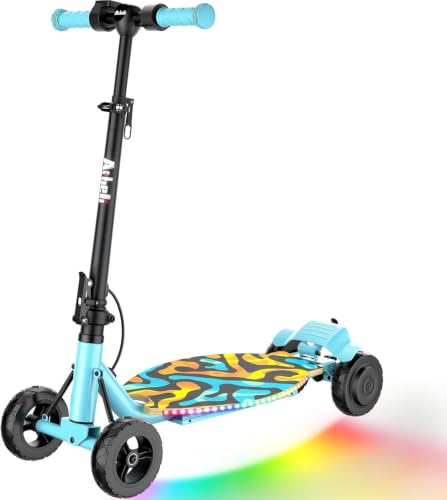 ARBELI 4-Wheel Electric Scooter for Kids 8+, Blue