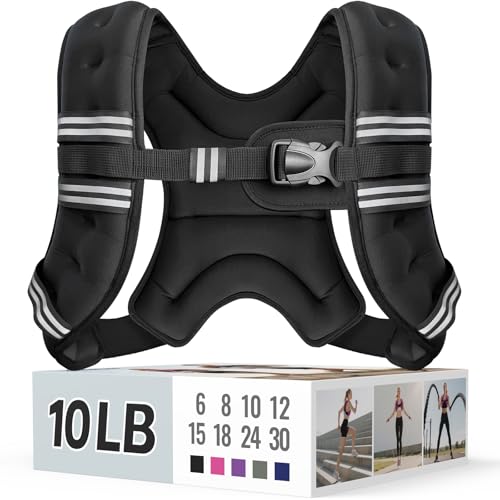 Weighted Vest 10lb, Reflective Adjustable Buckle - Black