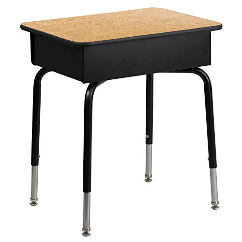 Flash Furniture Metal Student Desk with Open Book Box, Natural