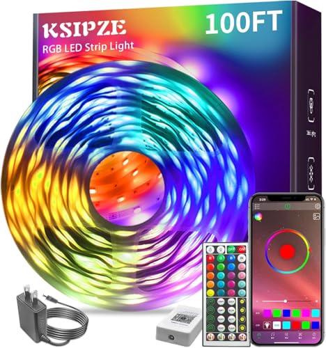 KSIPZE 100ft RGB LED Strip Lights with App Control