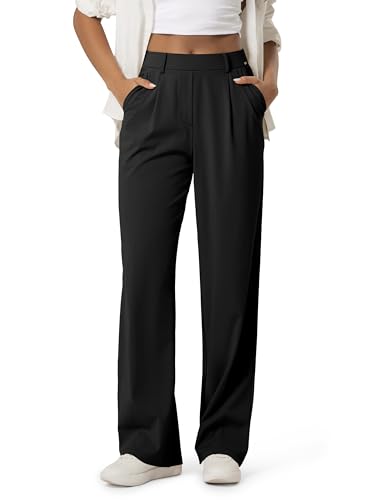 Women's High-Rise Wide Leg Trousers, Black, Small