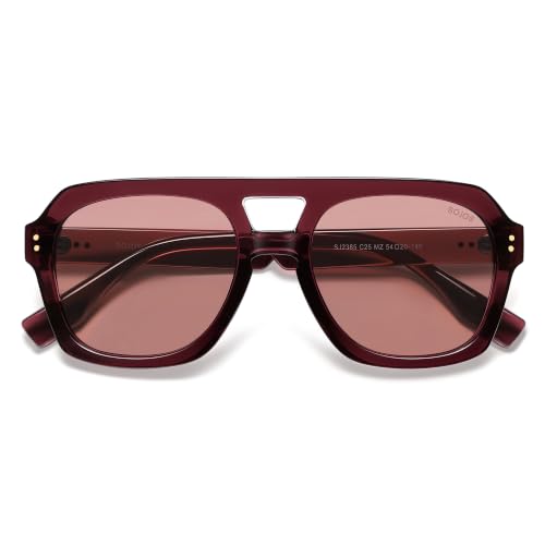 SOJOS Retro Polarized Aviator Sunglasses Wine
