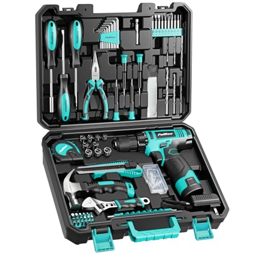 149-Piece Cordless Drill Set with Turquoise 12V Drill & Tool Box